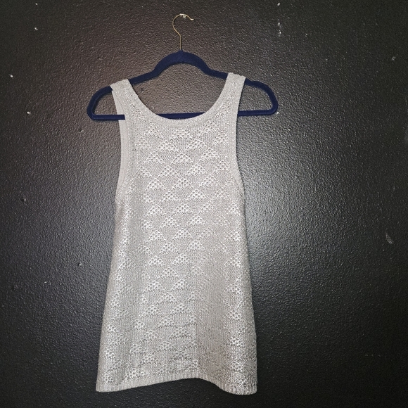 Anthropologie Moth Sana Metallic Silver Sweater Tank - Picture 3 of 4